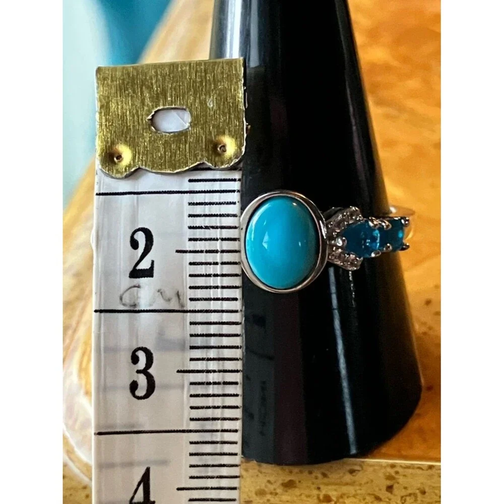 Sleeping Beauty Turquoise Blue Apatite Sterling Silver Ring Size 10