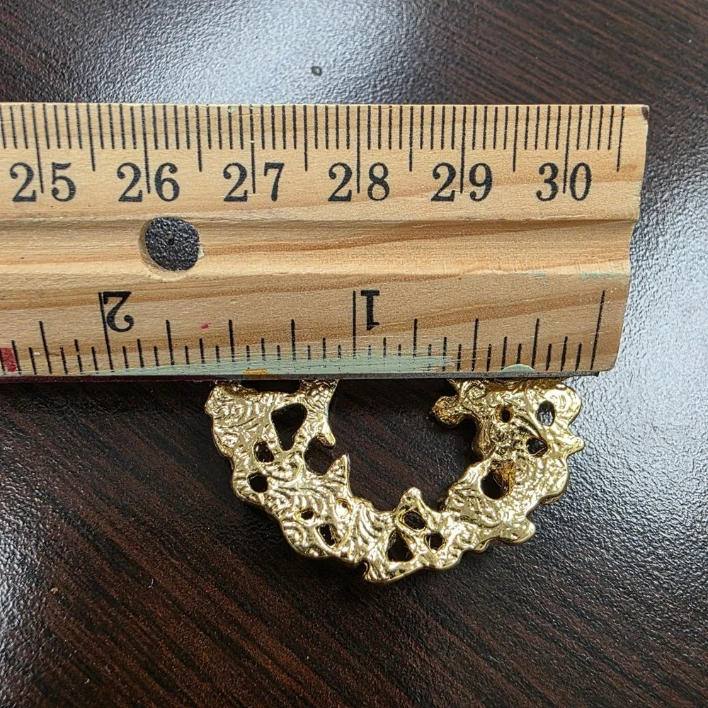 Vintage Gold Tone Bird and Rose Wreath Brooch Pin Nature Inspired Floral Wreath
