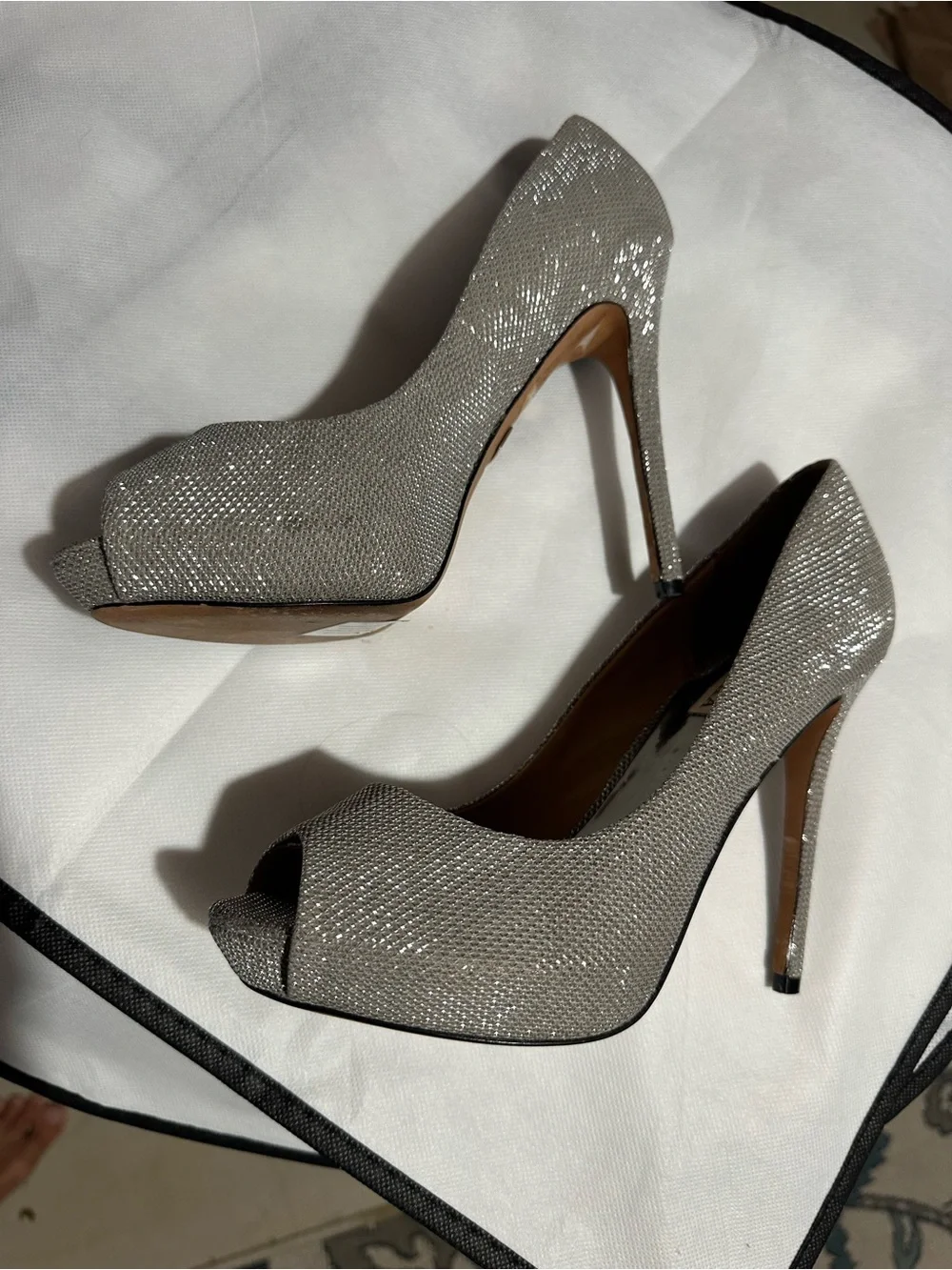 Badgley Mischka glitter covered