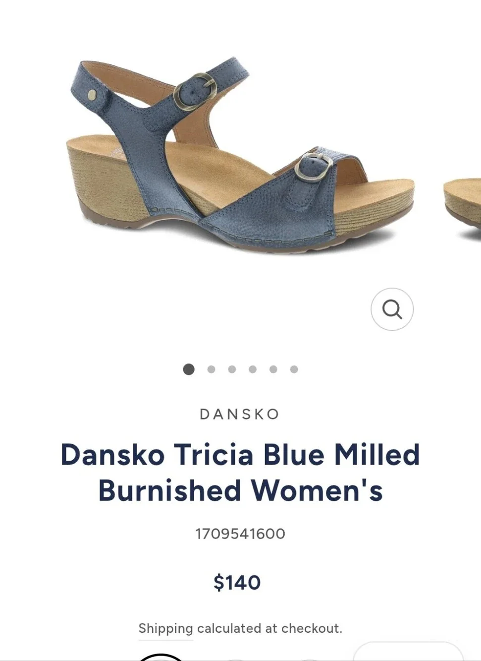 Dansko Tricia Women's Blue Leather Wedge Sandal