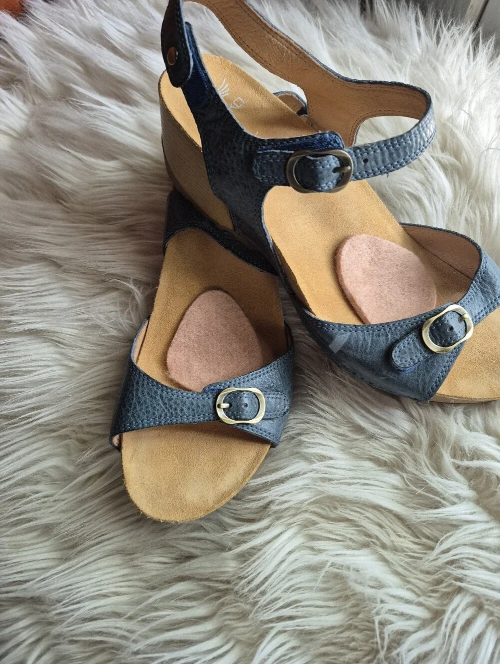 Dansko Tricia Women's Blue Leather Wedge Sandal