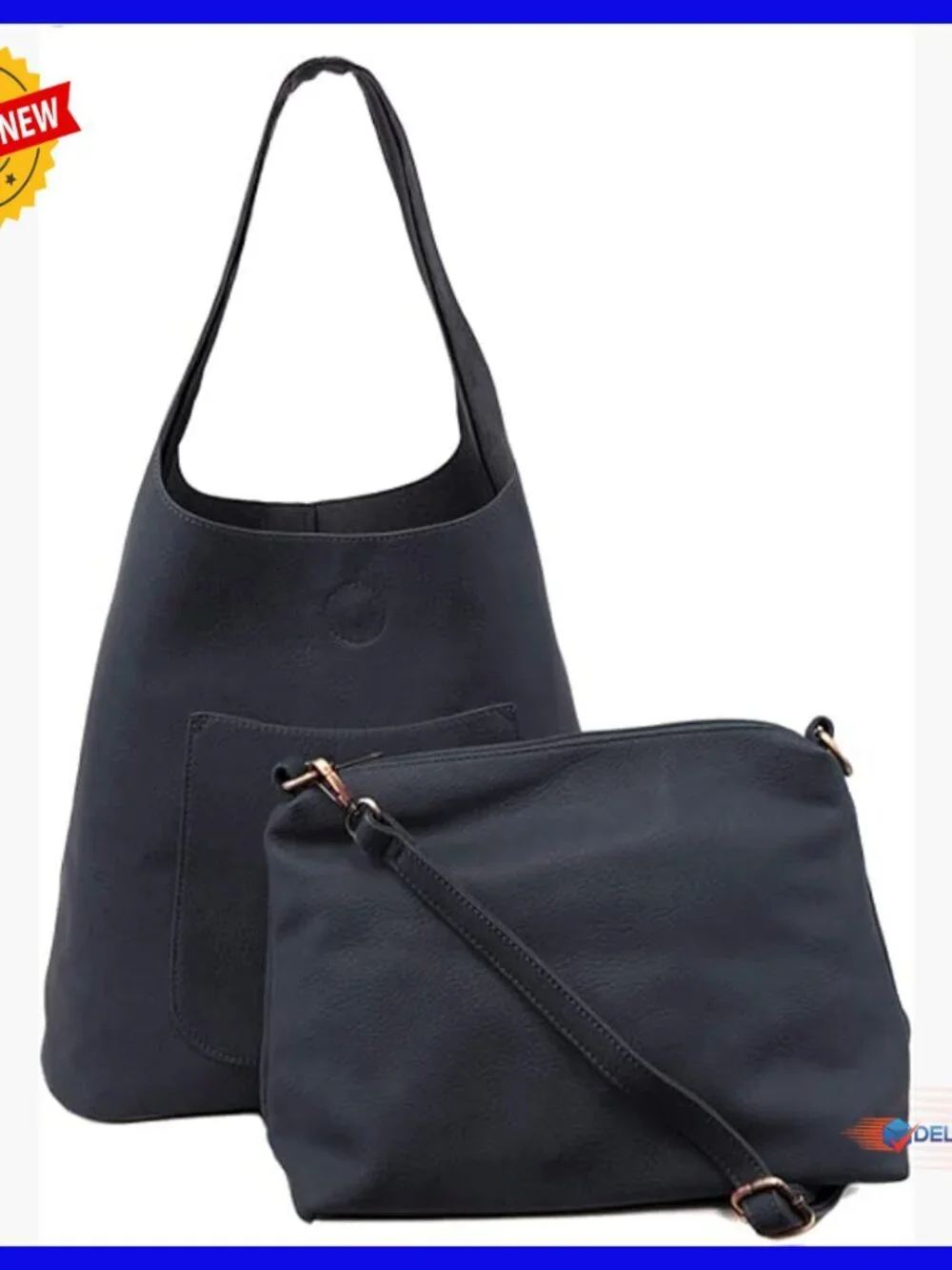 Slouchy Hobo Bag with Removable Insert, Vegan Leather, Crossbody Strap