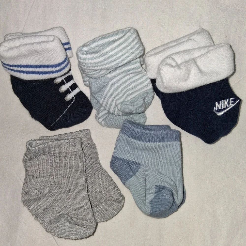 Baby Socks Infant Newborn Variety Bundle Blue Gray White 5‎ Pairs