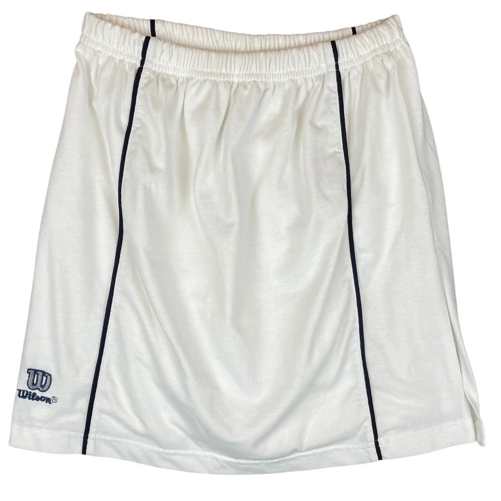 Kids Wilson Tennis Skirt‎ White Navy Trim Athletic Skort Size XS