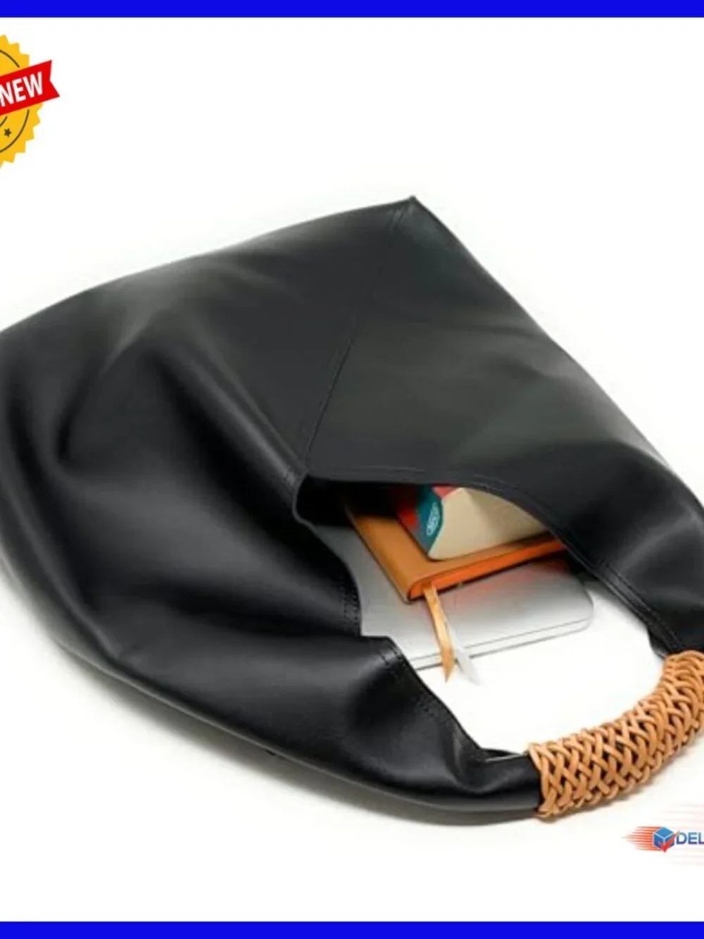 Genuine Cowhide Leather Hobo Shoulder Bag Slouchy Tote Large Capacity