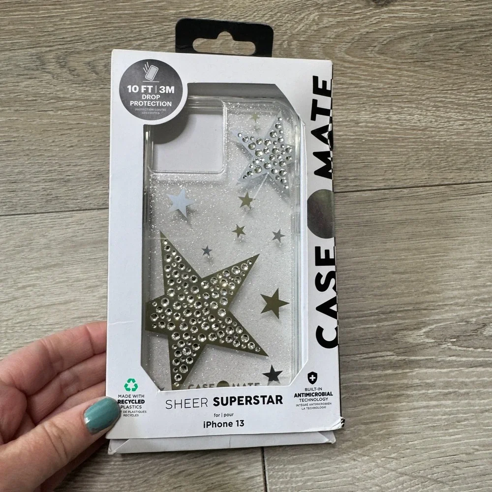 Case-Mate‎ Sheer Superstar iPhone 13 Case Rhinestone Star Glitter CM046730 Clear