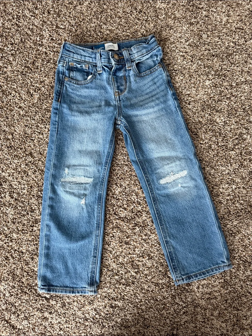 Old Navy Light Blue Kids Straight Jeans with Distressed Knees