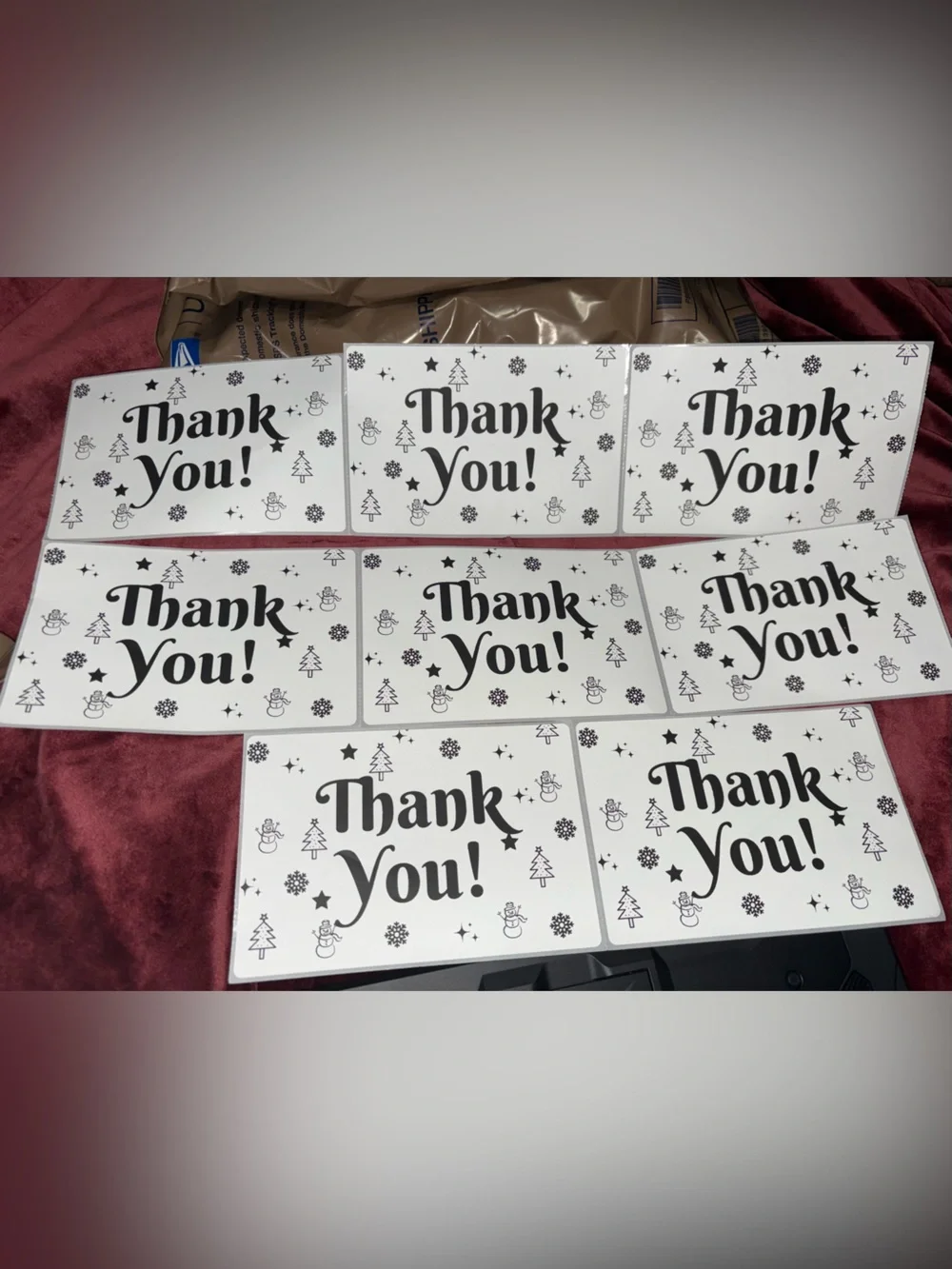 8 Thank You stickers Black & White