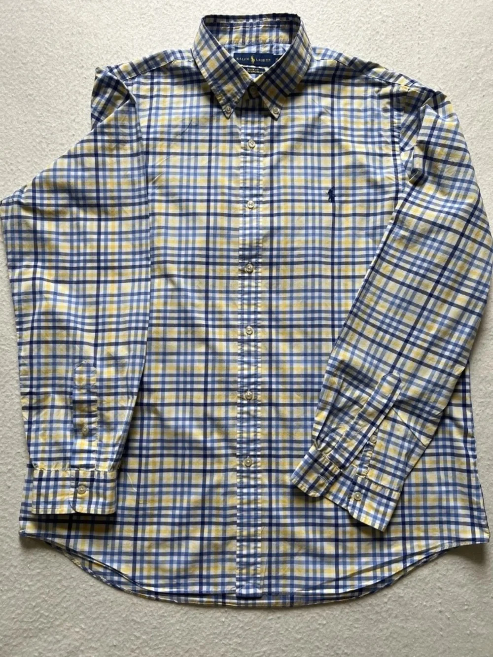 Polo Ralph Lauren Check Print Linen Button Down Shirt Sport Shirt Mens Size XL