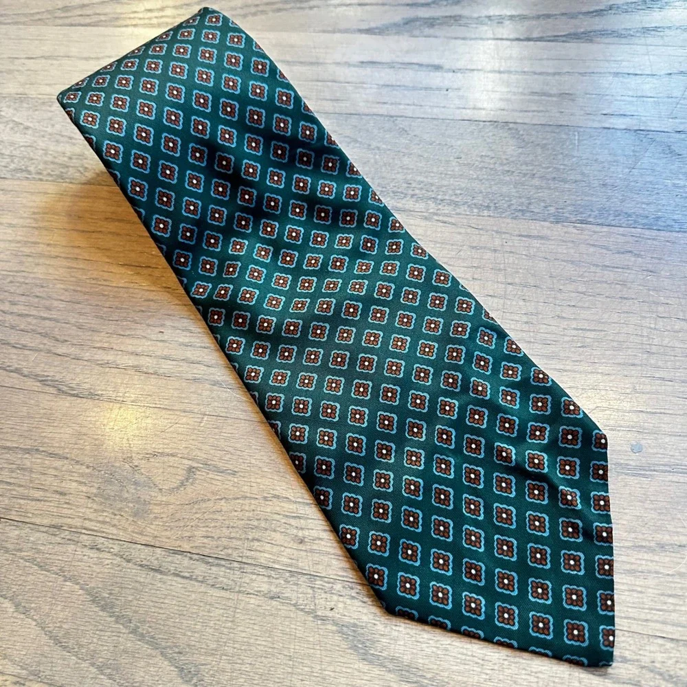 Vintage‎ Robert Talbott Necktie Silk Floral Green Blue Red Menswear Formal