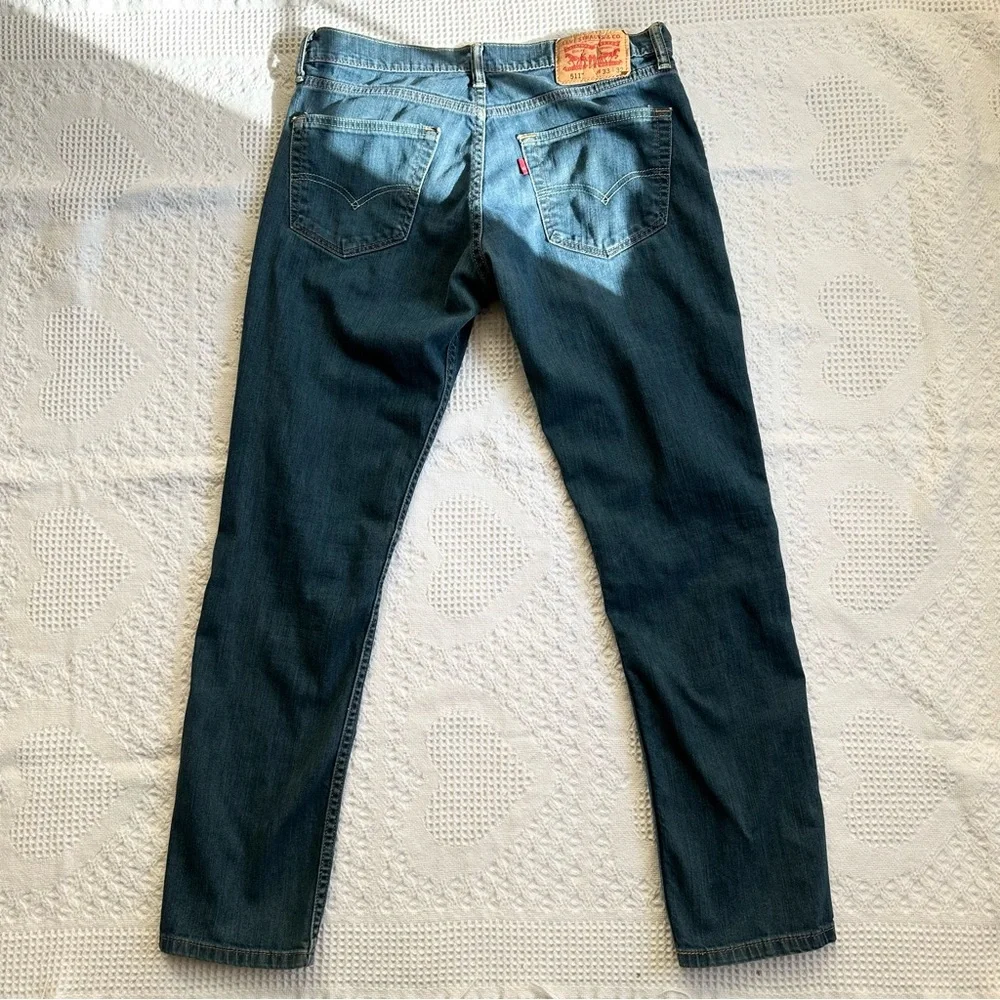 Levis 511 Jeans Mens 33x29 (Tag 33x32) Blue Slim Fit Mid Rise Medium Wash Zip