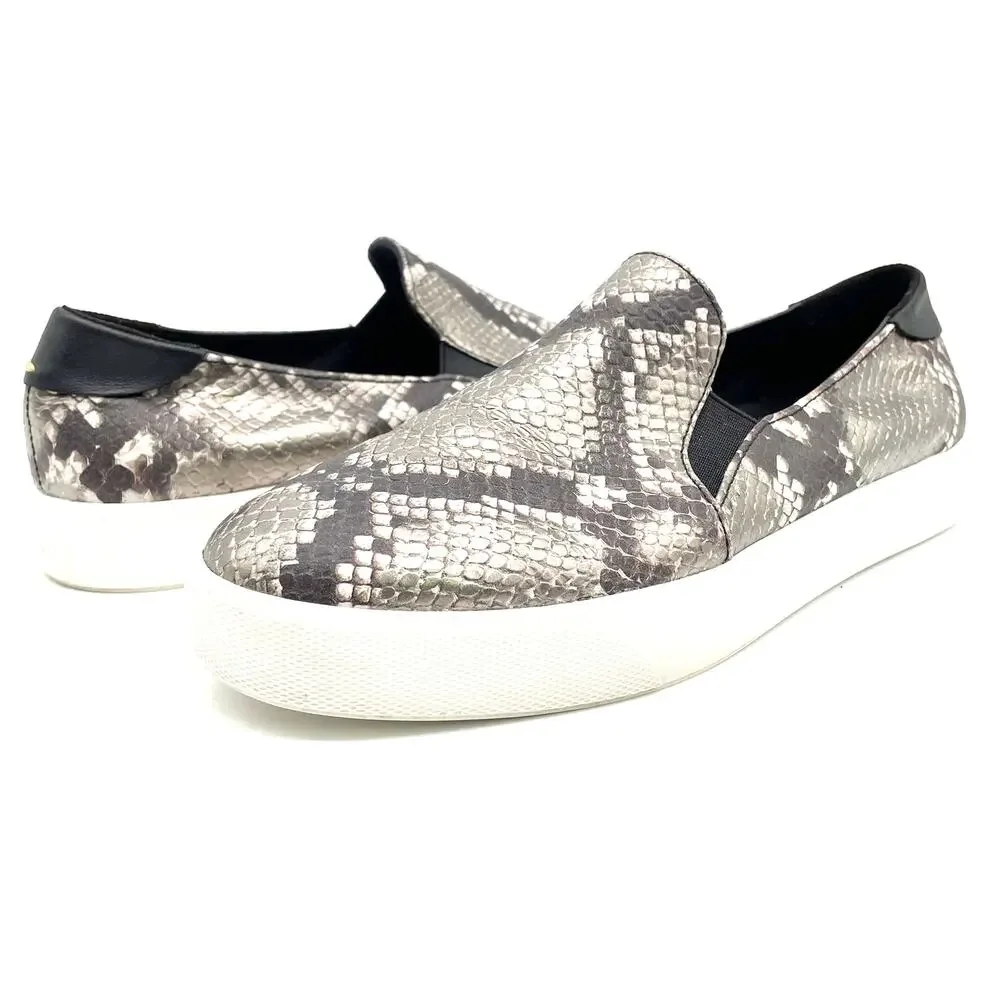 Cole Haan Grand Series Womens 10‎ Snakeskin Print Sneaker Black Gray Slip On