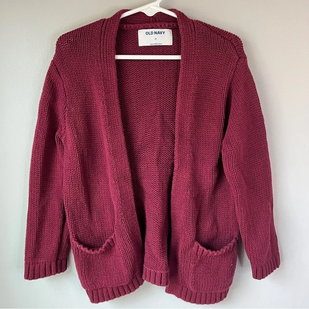 Old Navy Girls Burgundy Open Front Cardigan