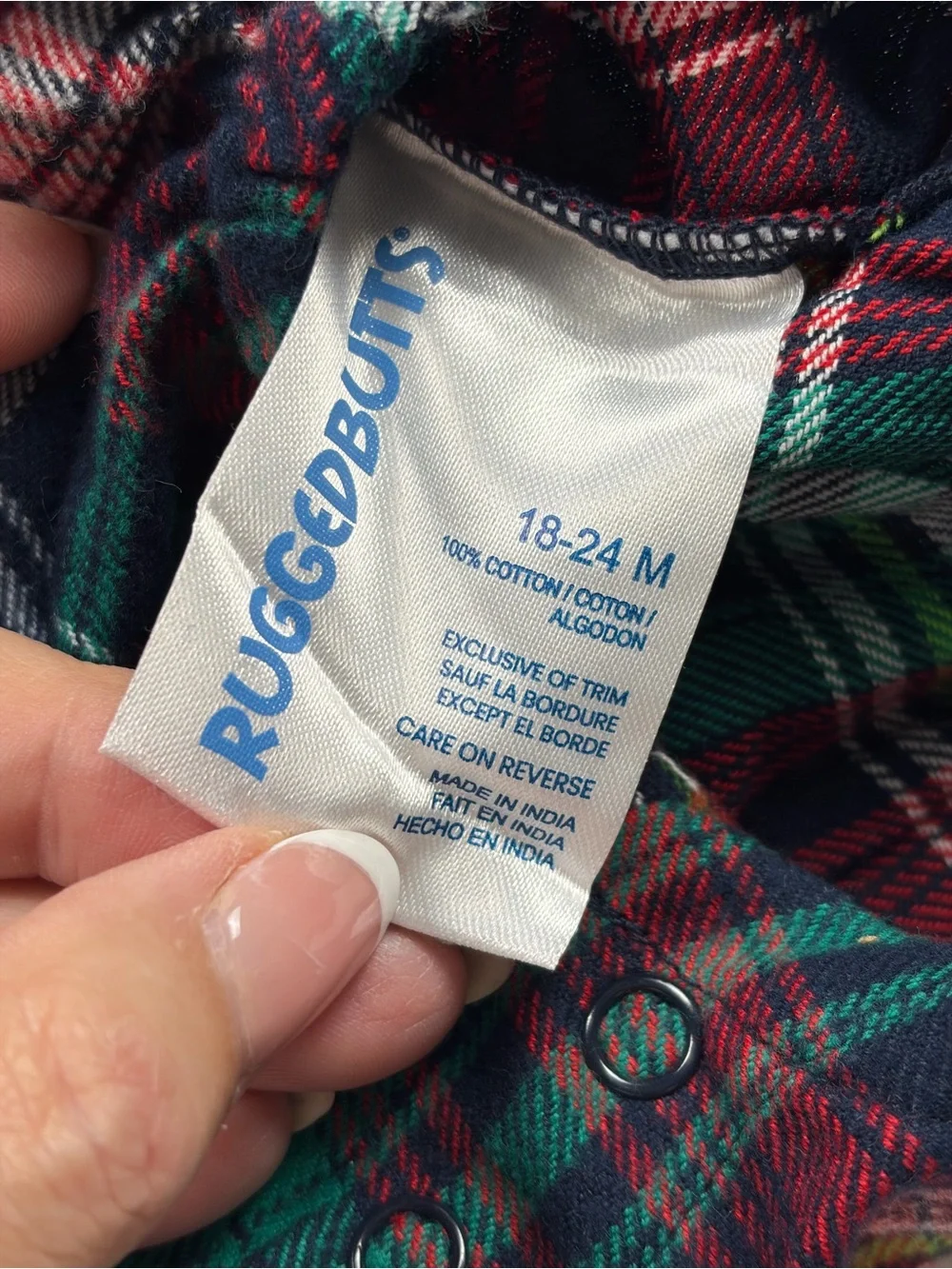 RuggedButts Peyton Plaid Button Down Bodysuit‎ 18-24M NWT