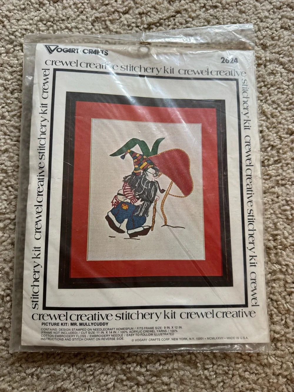 Vintage “Mr. Mullucuddy” Crewel Stitchery Kit