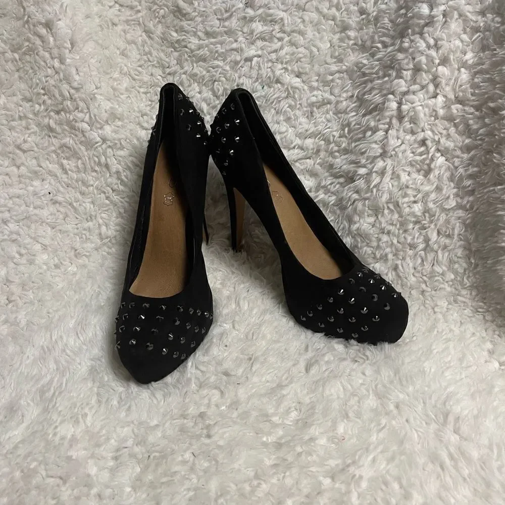 ALDO Michelino Synthetic suede Black studded  Platform  Heels EU R SZ41 US10.5