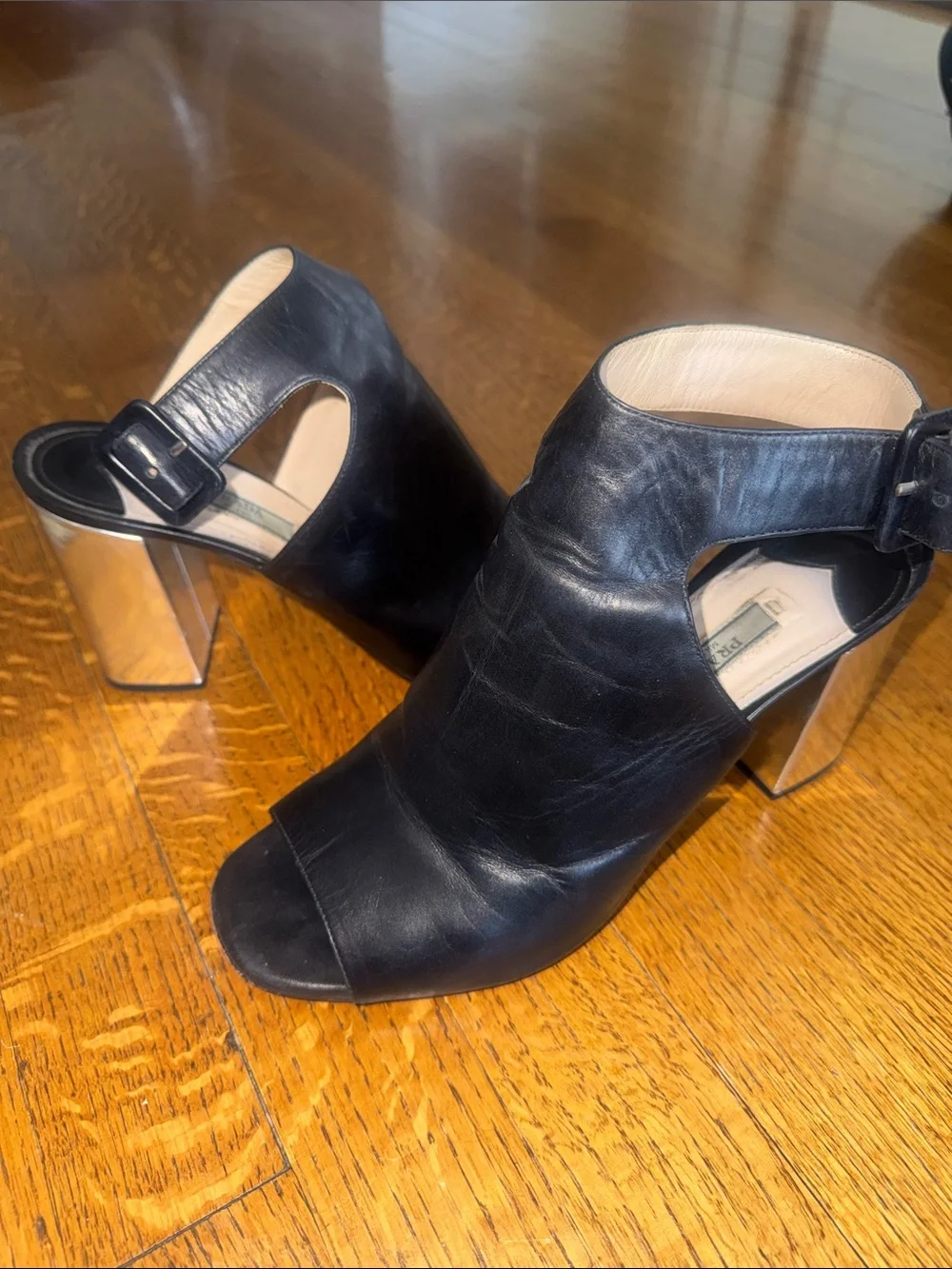 Prada leather booties