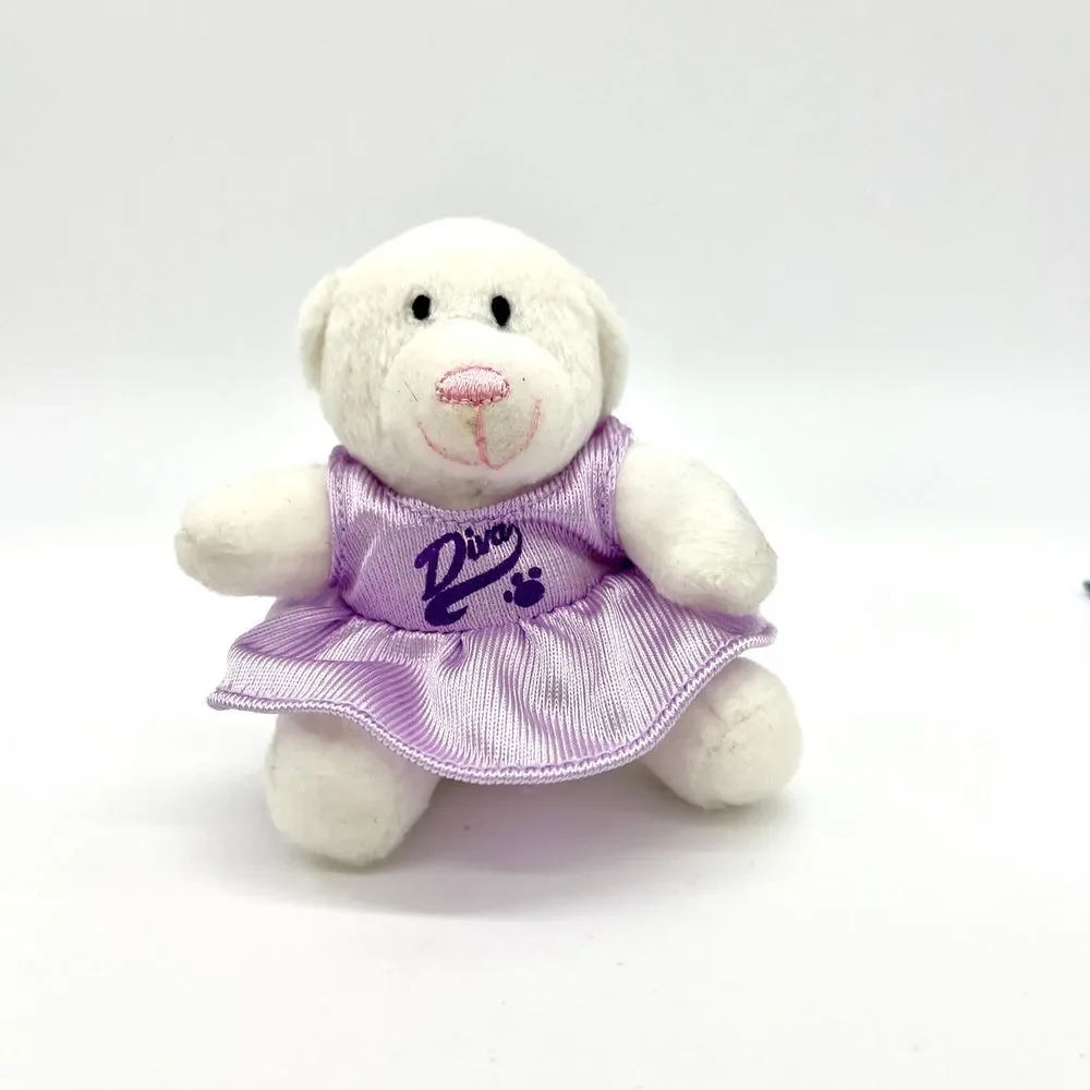 Build-A-Bear Workshop White‎ Teddy Bear Purple Dress Plush Stuffed Animal Toy
