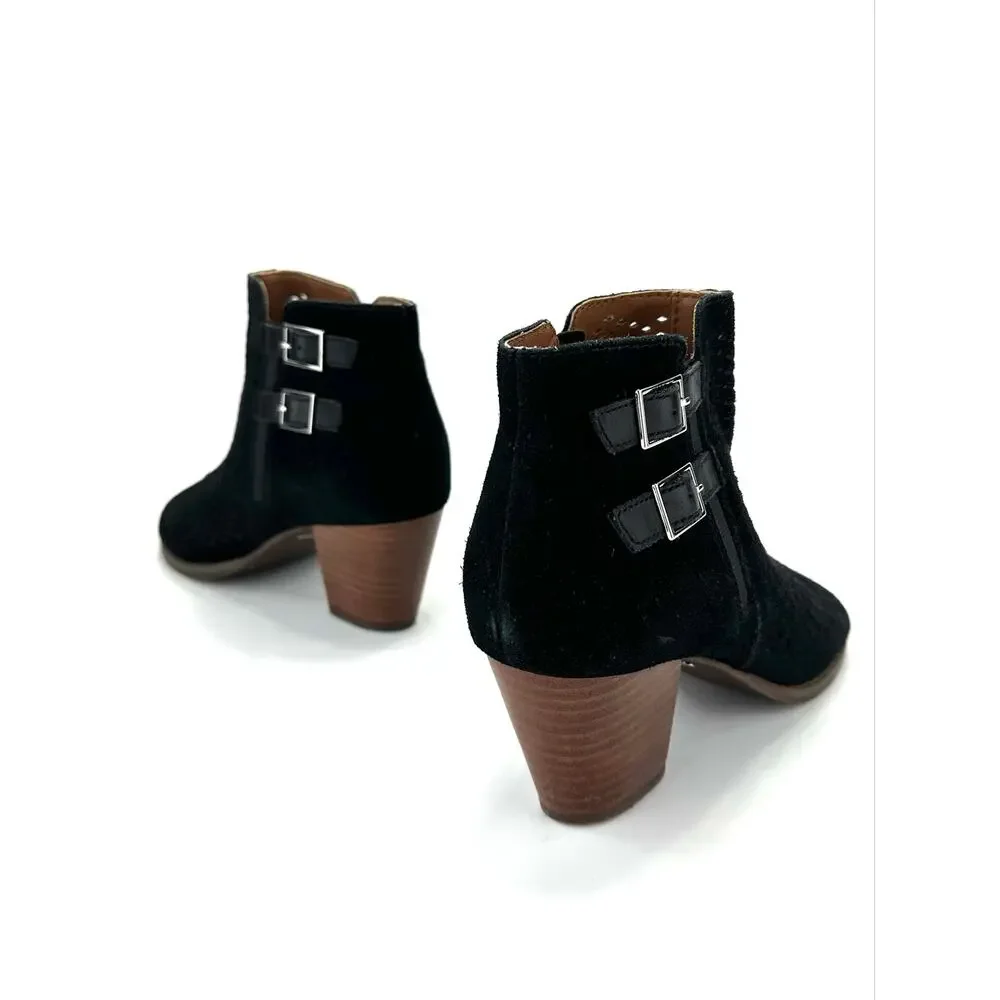Vionic Chryssa Sandal/Bootie Size 8.5/40 Black Suede Peep/Open-Toe Ankle Boot