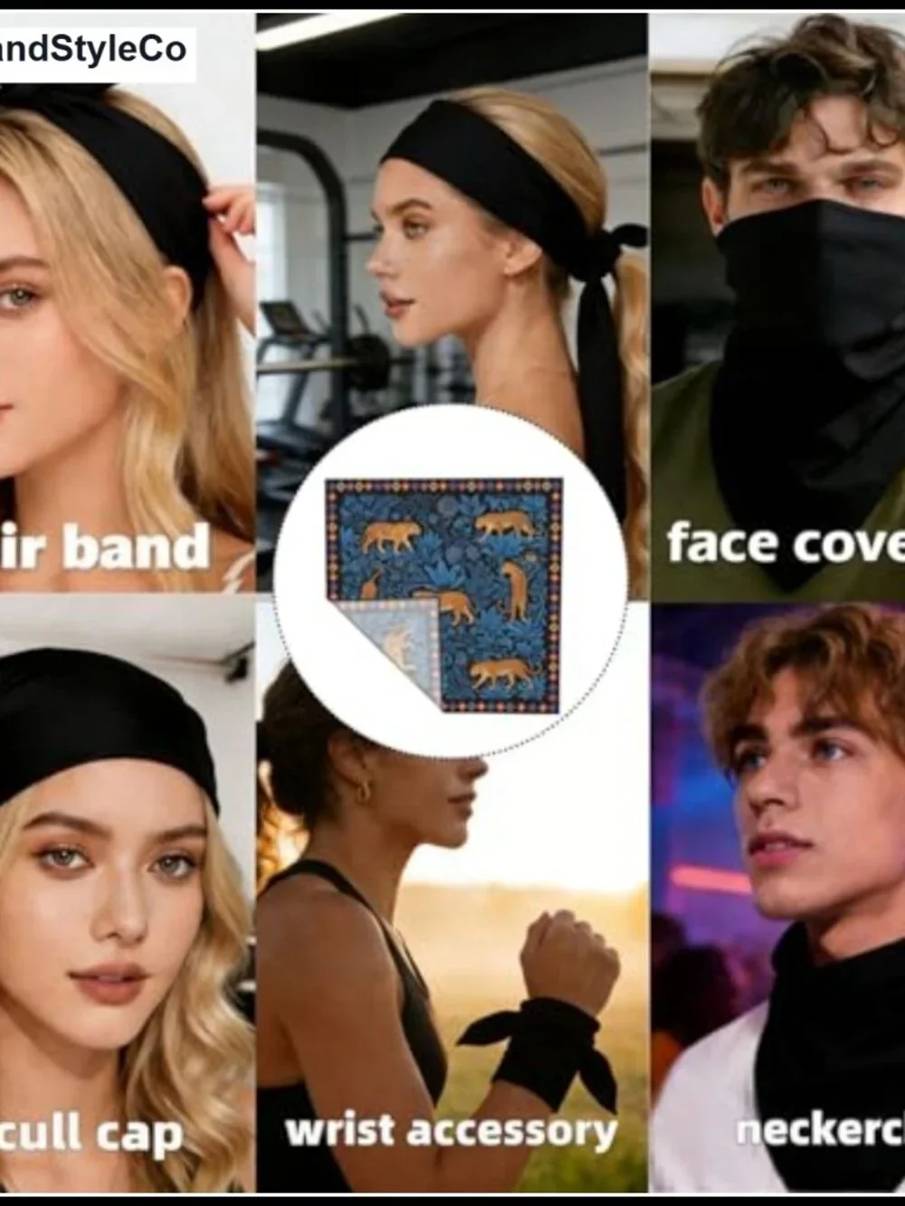 Boho Square Scarf Bandana Women Silk-like Satin Headscarf