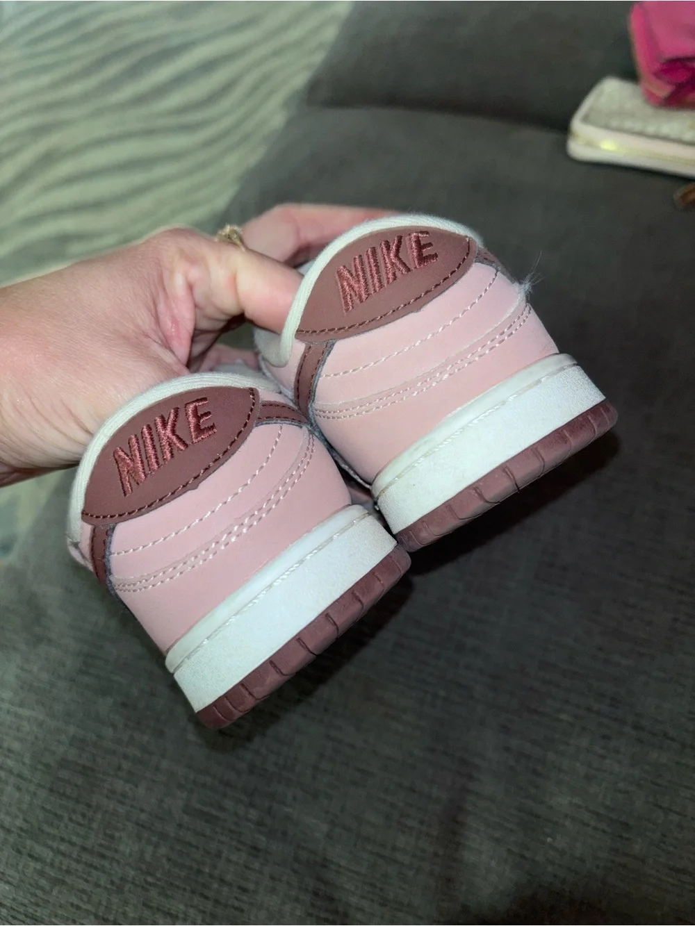 Nike Kids' Low-Top Sneakers in Light Pink and Brown 12.5