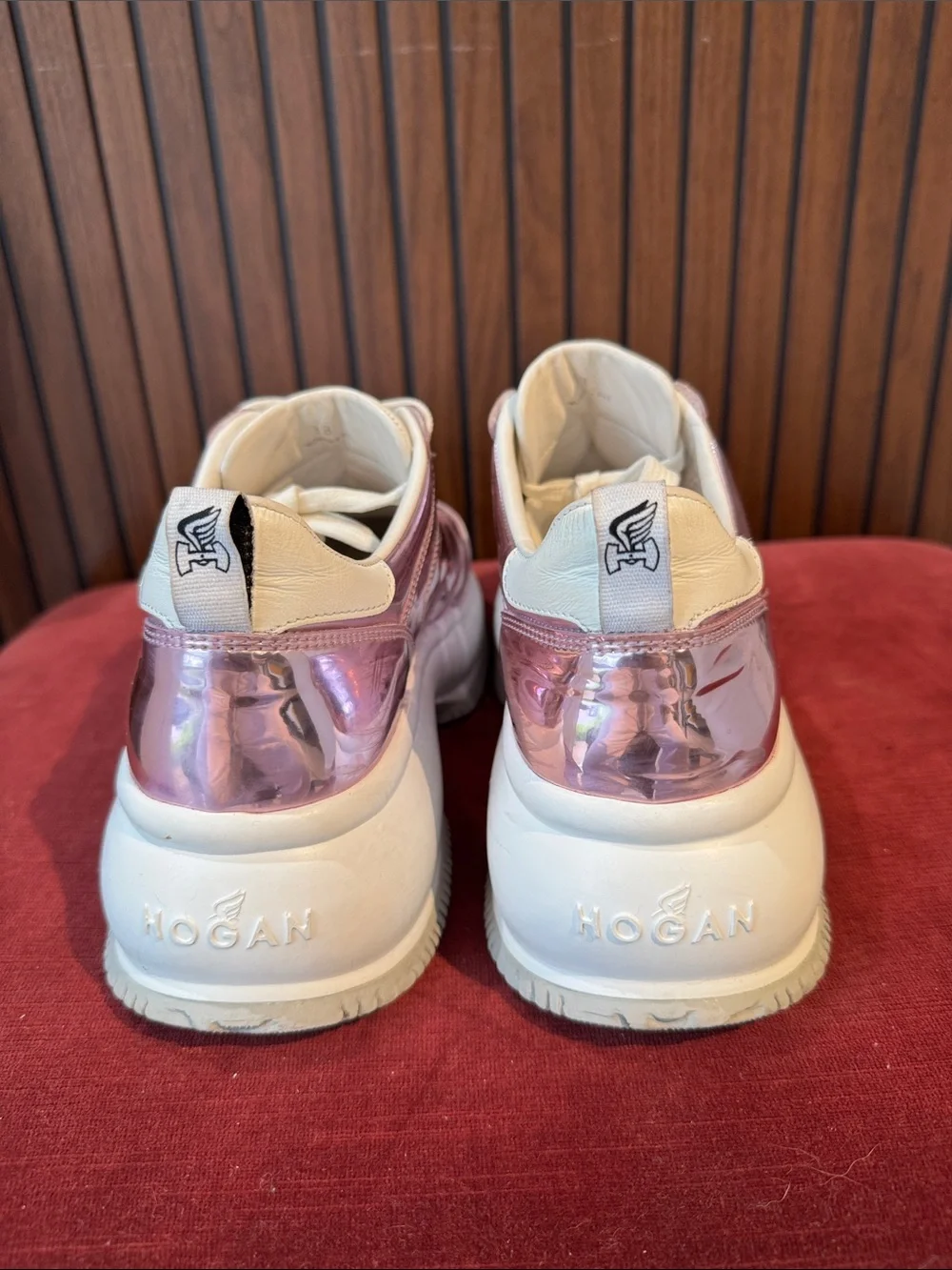 Hogan Metallic Pink Rose Gold Chunky Platform Sneakers EU 38