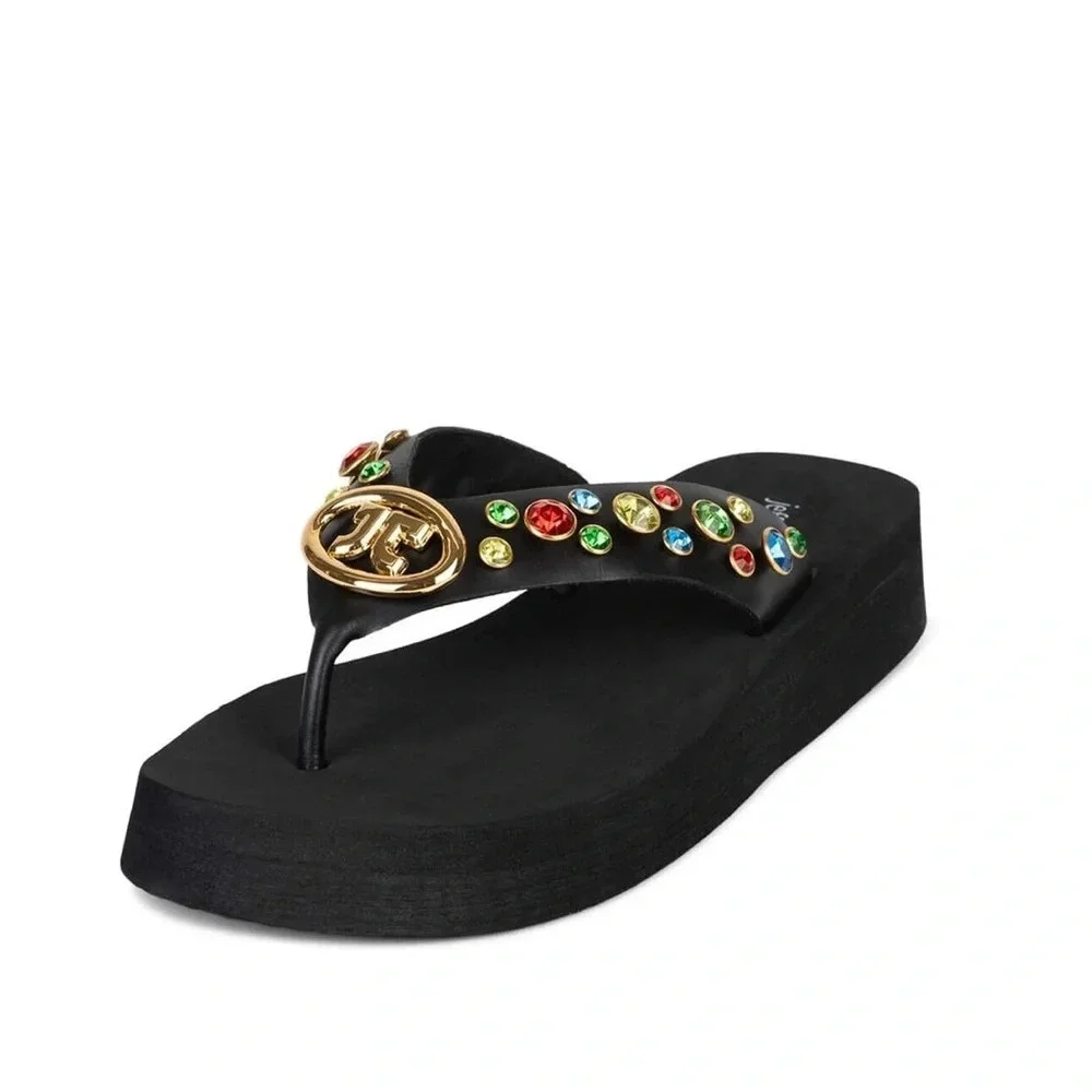 Jeffrey Campbell Iconics Sandals black with multicolored embellishments Size: 10