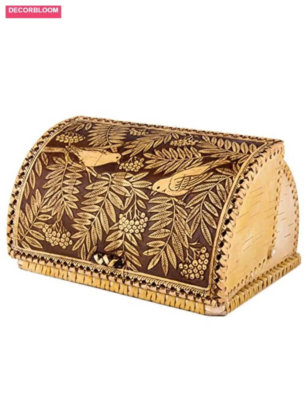 Handmade Birch Bark Roll Top Bread Box, Wooden Kitchen Storage
