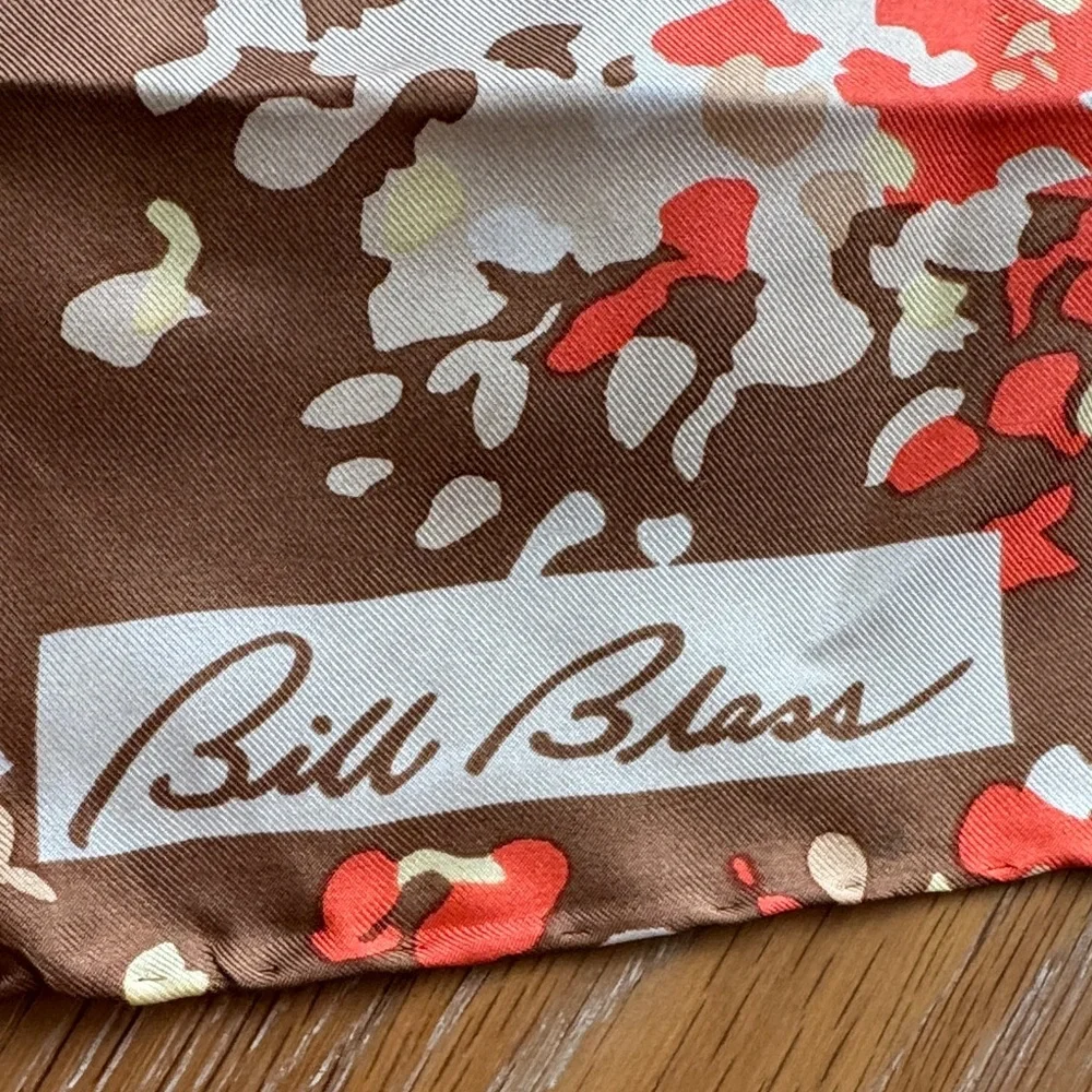 Vintage 100% silk Bill Blass Speckled Patterned Scarf