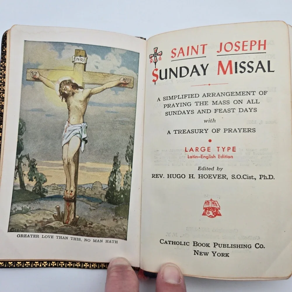 Vintage 1953 Saint Joseph Sunday Missal Large Type Latin English Leather Book