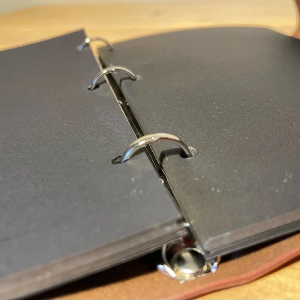 Travel Journal Binder Black Pages 3 Ring Notebook Creative Art Journal