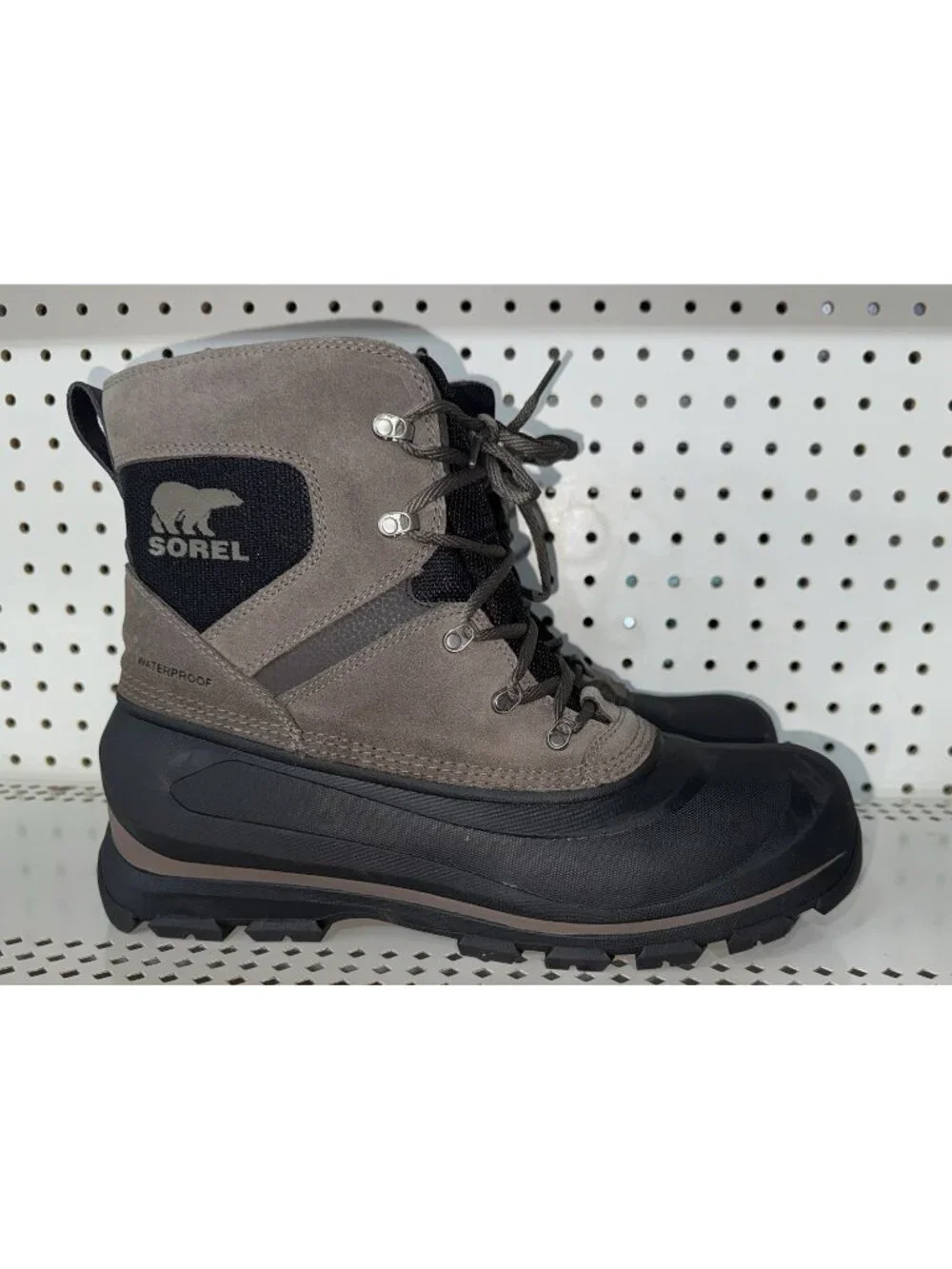 Sorel Buxton Lace Mens Suede Insulated WP Winter Snow Boots Size 12 Brown Black