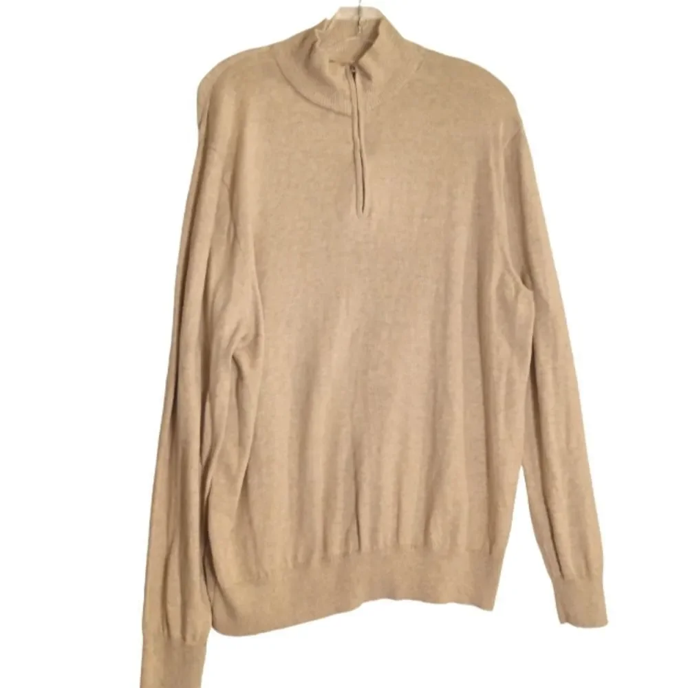 J. Crew Ragland 100% Cotton Oatmeal Quarter Zip Sweater M