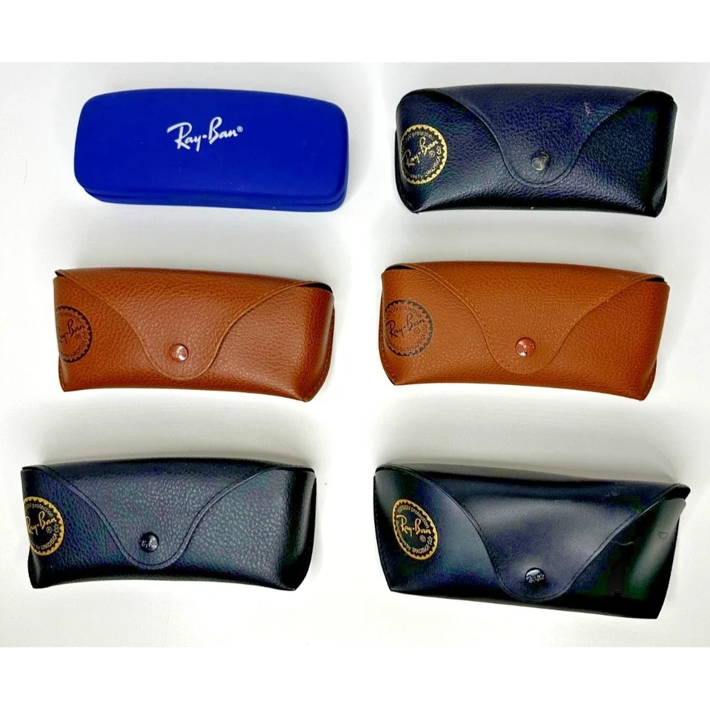 Ray Ban Sunglass Case Lot 6 Brown Black Belt Loop Polishing  Faux Leather