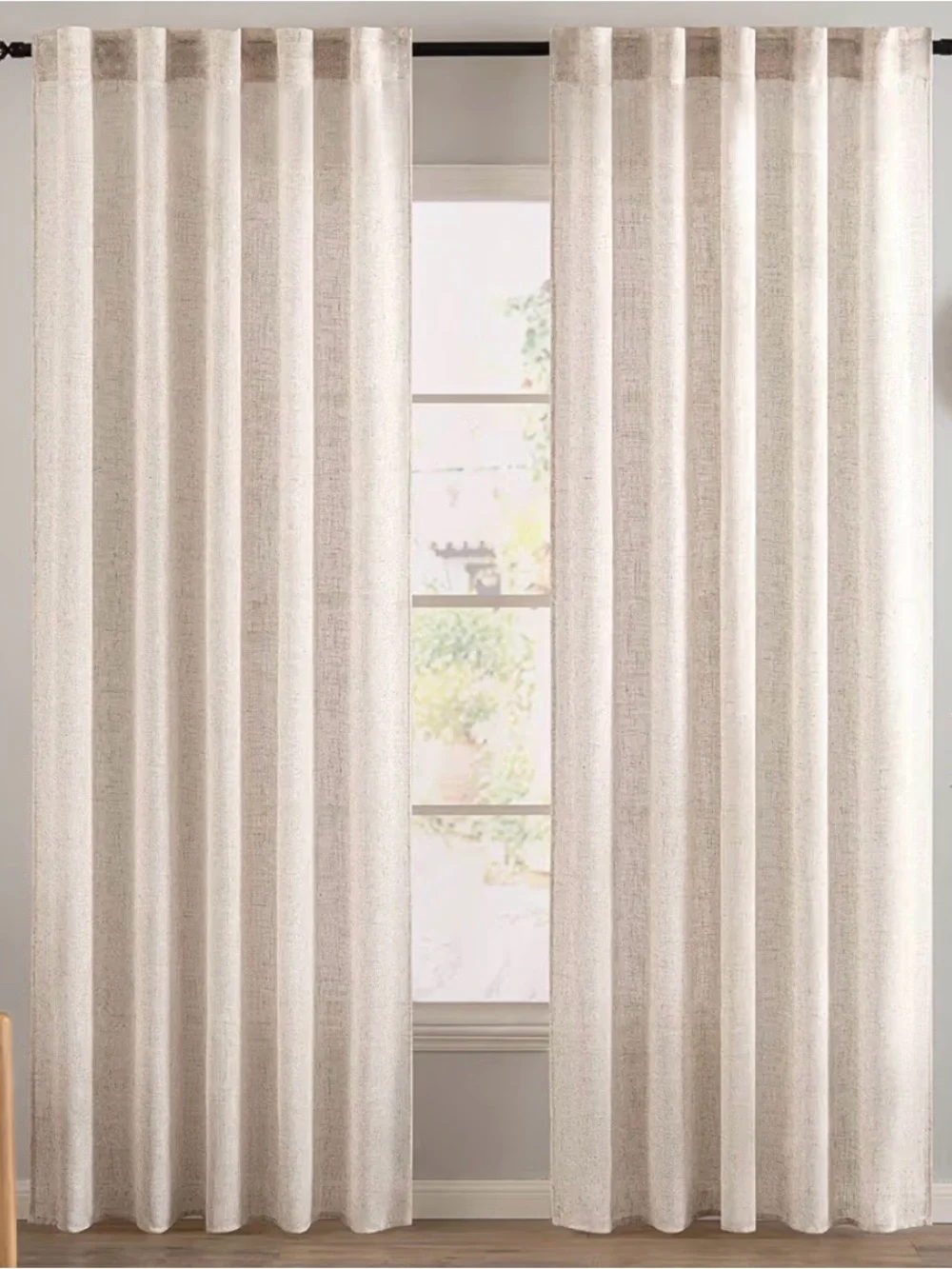 MIULEE Natural White Linen Curtains 52x84 Inch Long for Bedroom Living Room