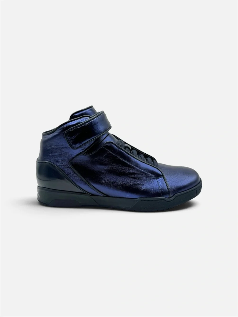 Gucci Blue Leather High-Top Lace-Up Sneakers Men 5G Italy NIB