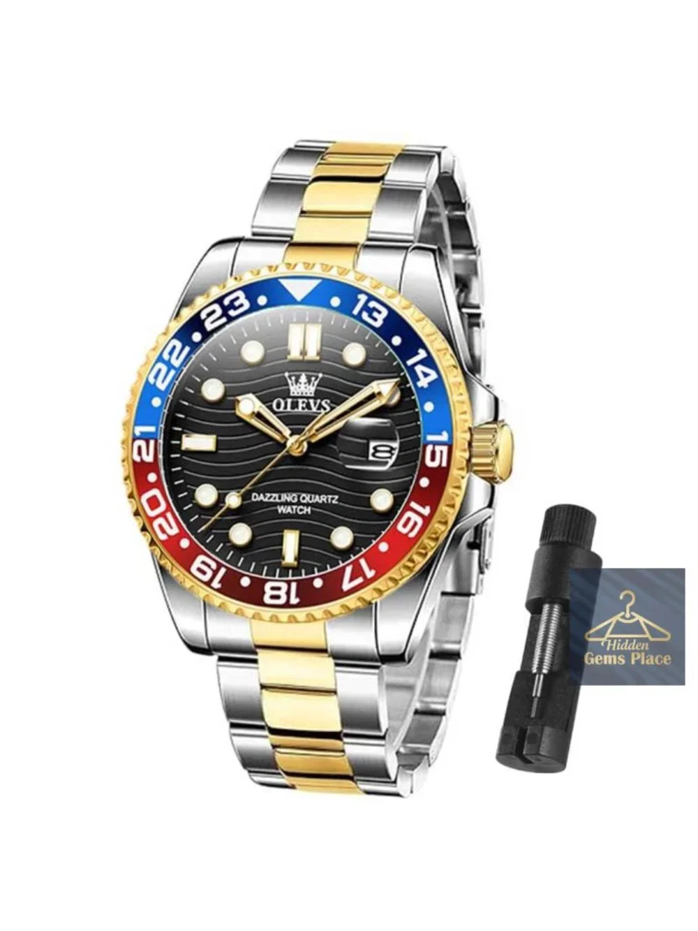 Men's Luxury Big Face Dress Watch - Stainless Steel Analog Quartz with Date,