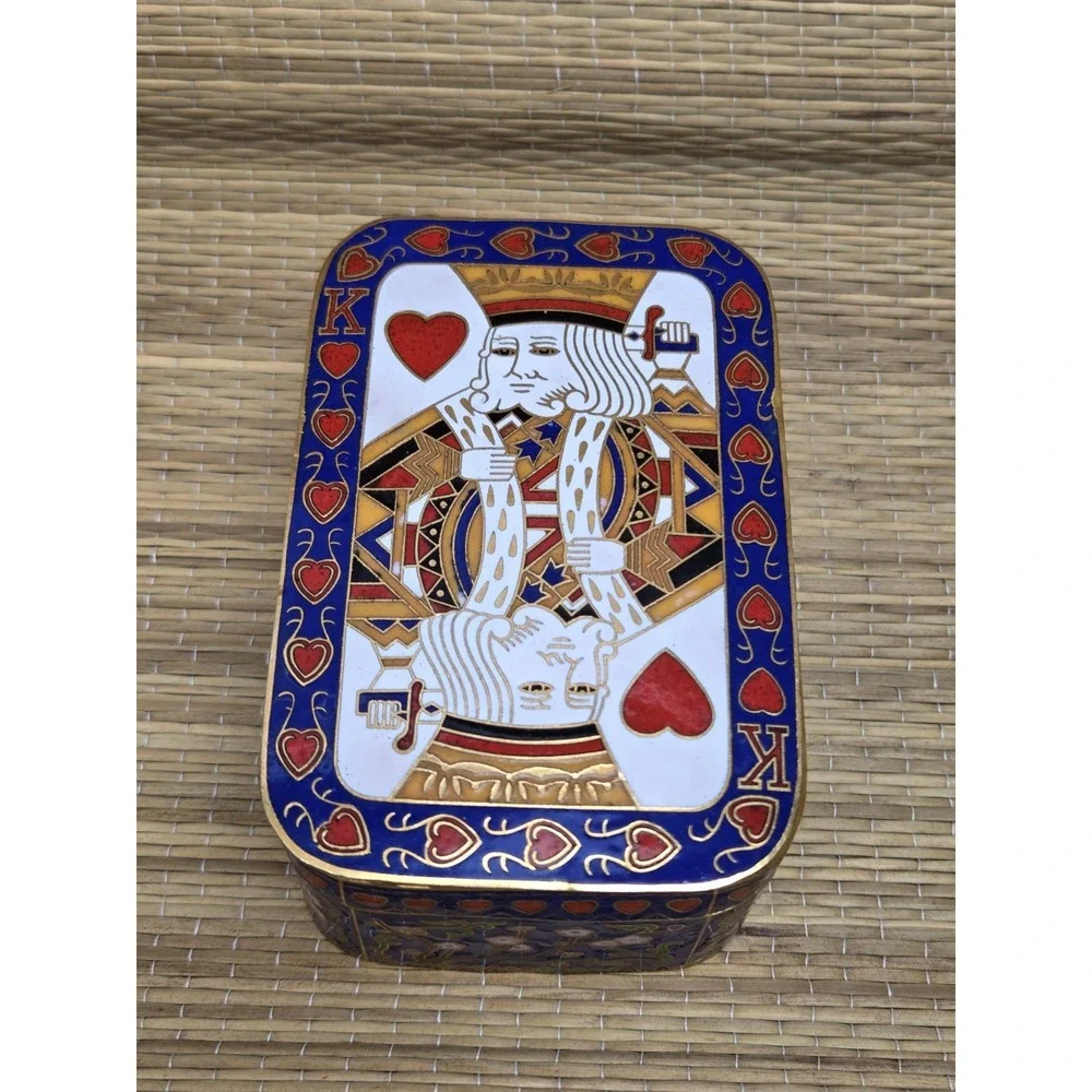 Vintage Bombay Company King of Hearts Enamel Cloisonne Trinket Box Empty