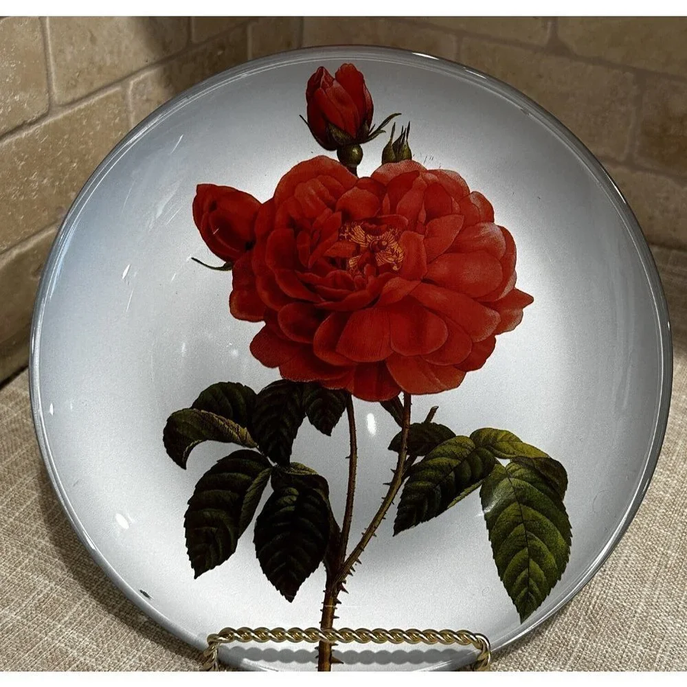 MBI Home Collection Decor Plate‎ Red Roses Hand Painted Accent Made In Italy 8