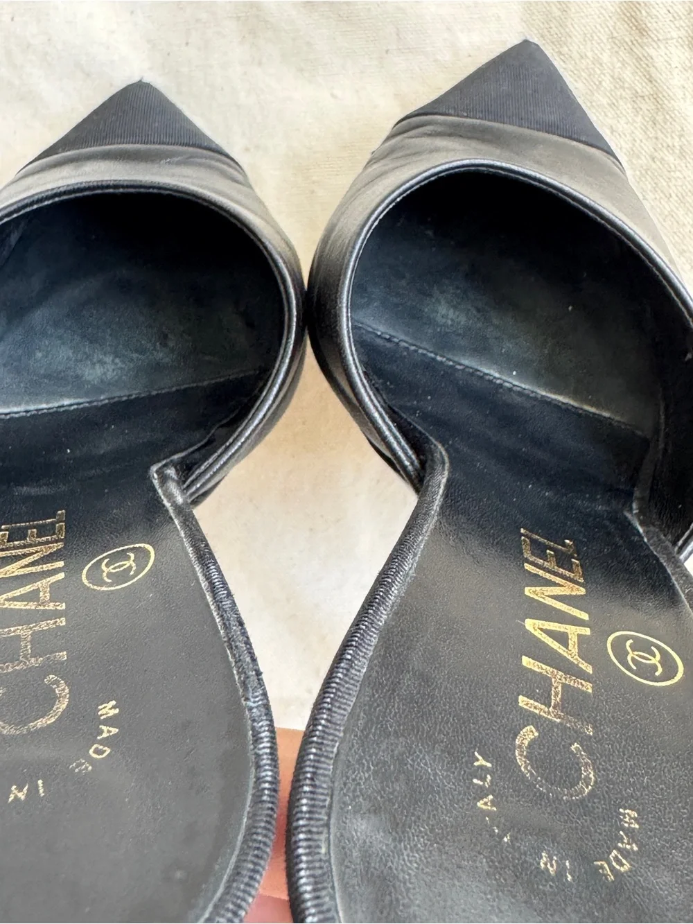 CHANEL leather mules