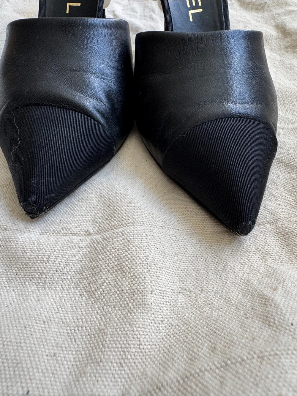 CHANEL leather mules