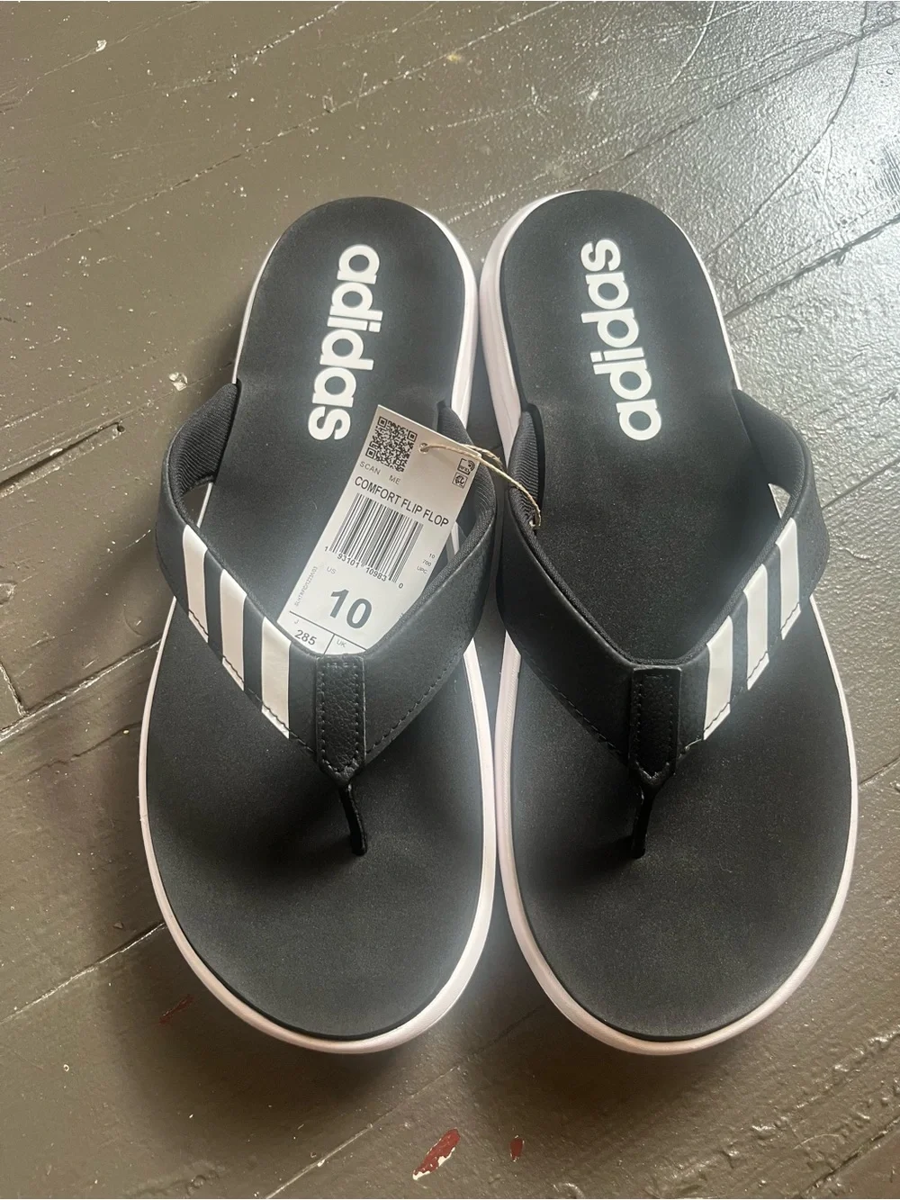adidas Black and White Kids' Athletic Flip Flops