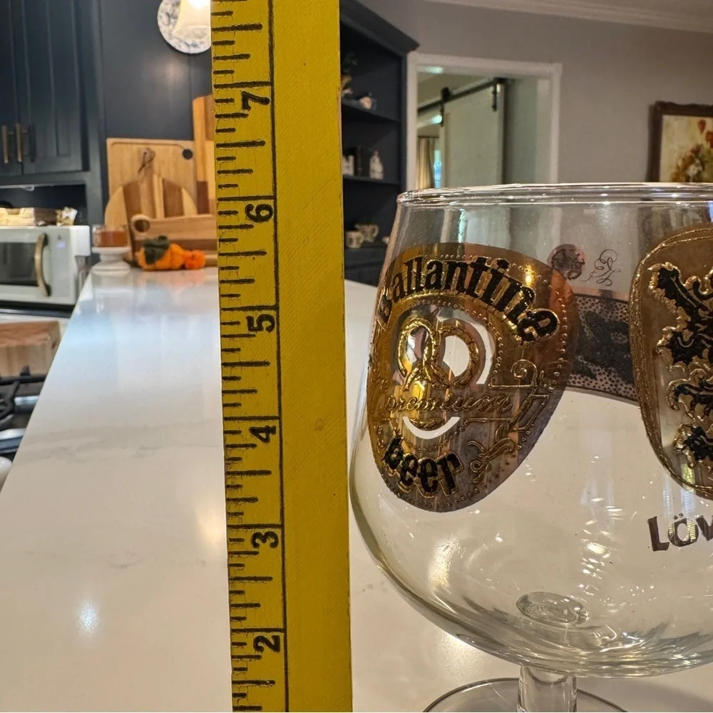 Vintage Beer Snifter Glass 6” Gold Rim Pabst Schlitz Löwenbräu Ballantine Miller