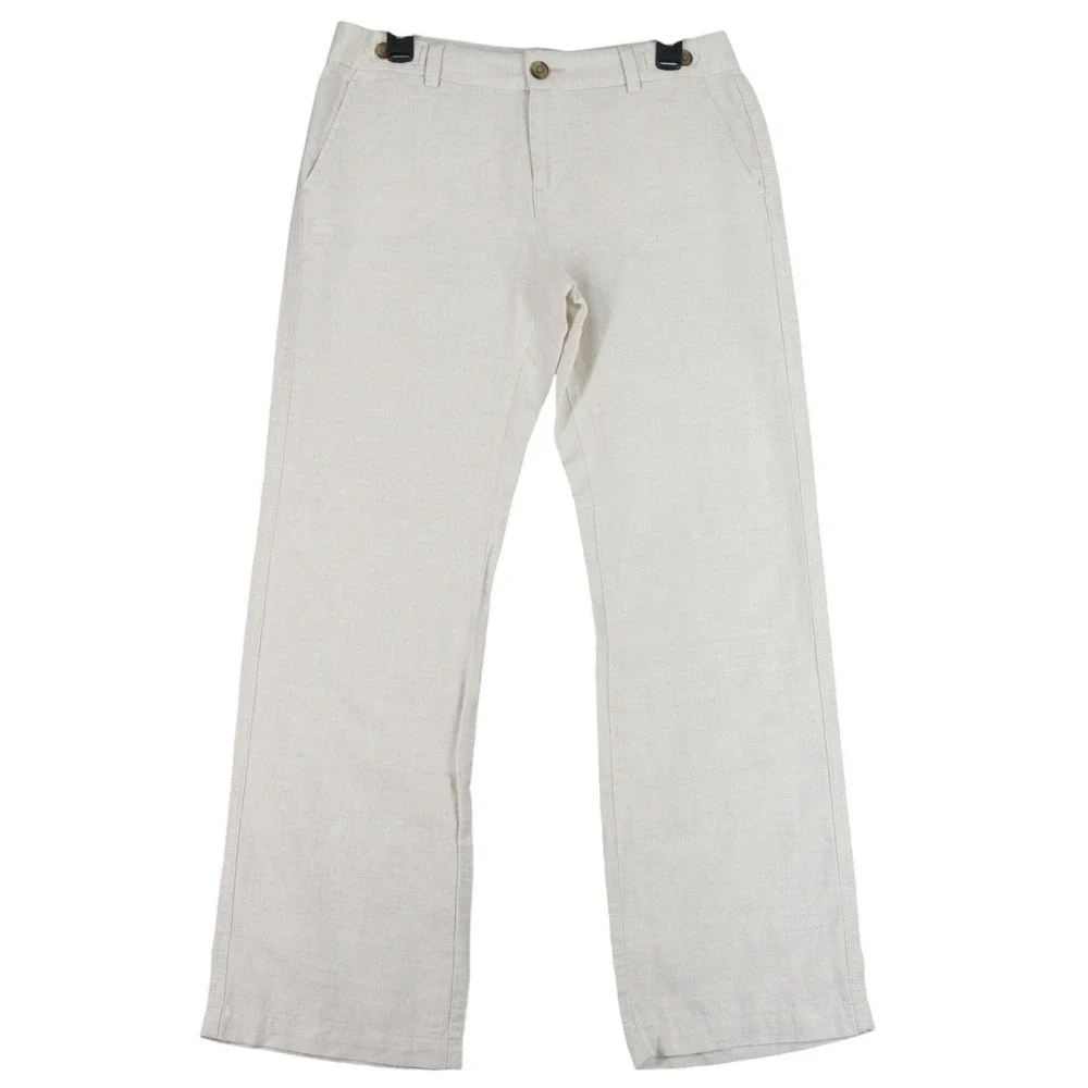 Banana‎ Republic Linen Flowy Wide Leg Pants Women 4 Button Summer Workwear