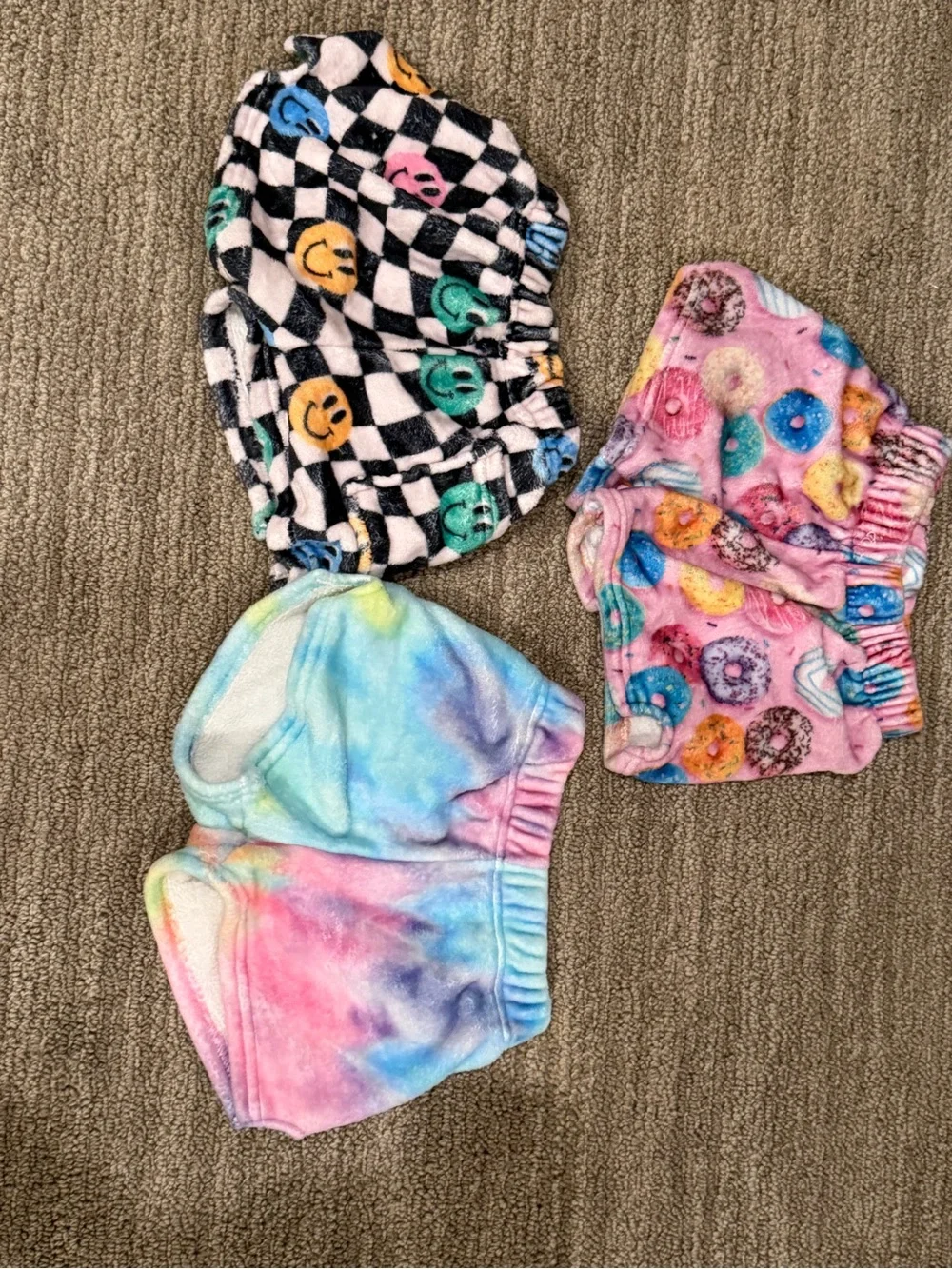 Plush Kids  Shorts - Tie-Dye, Donut & Checker Smiley Styles