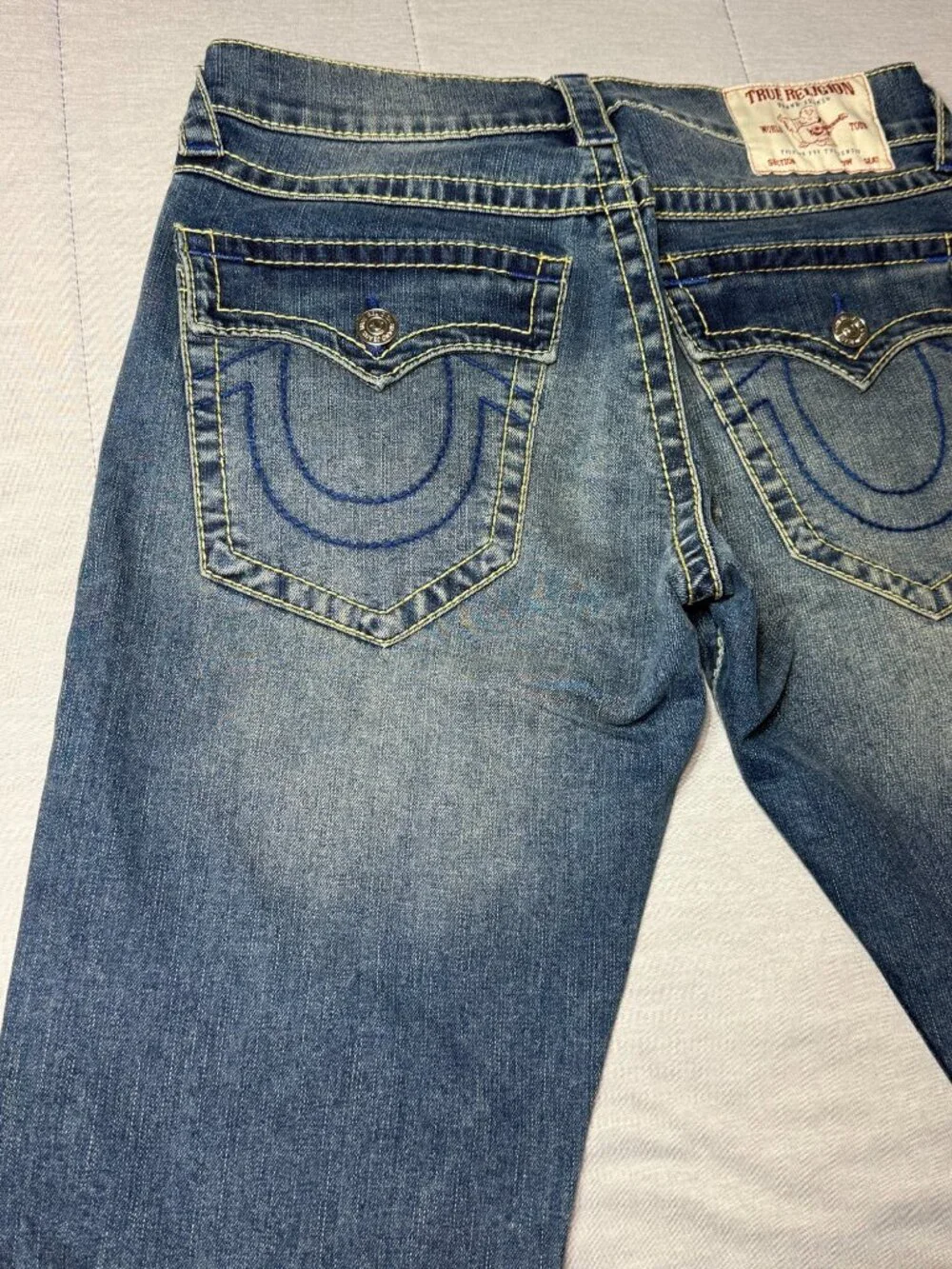 True Religion Mens Ricky Relaxed Straight Jeans Size 32 Blue Denim