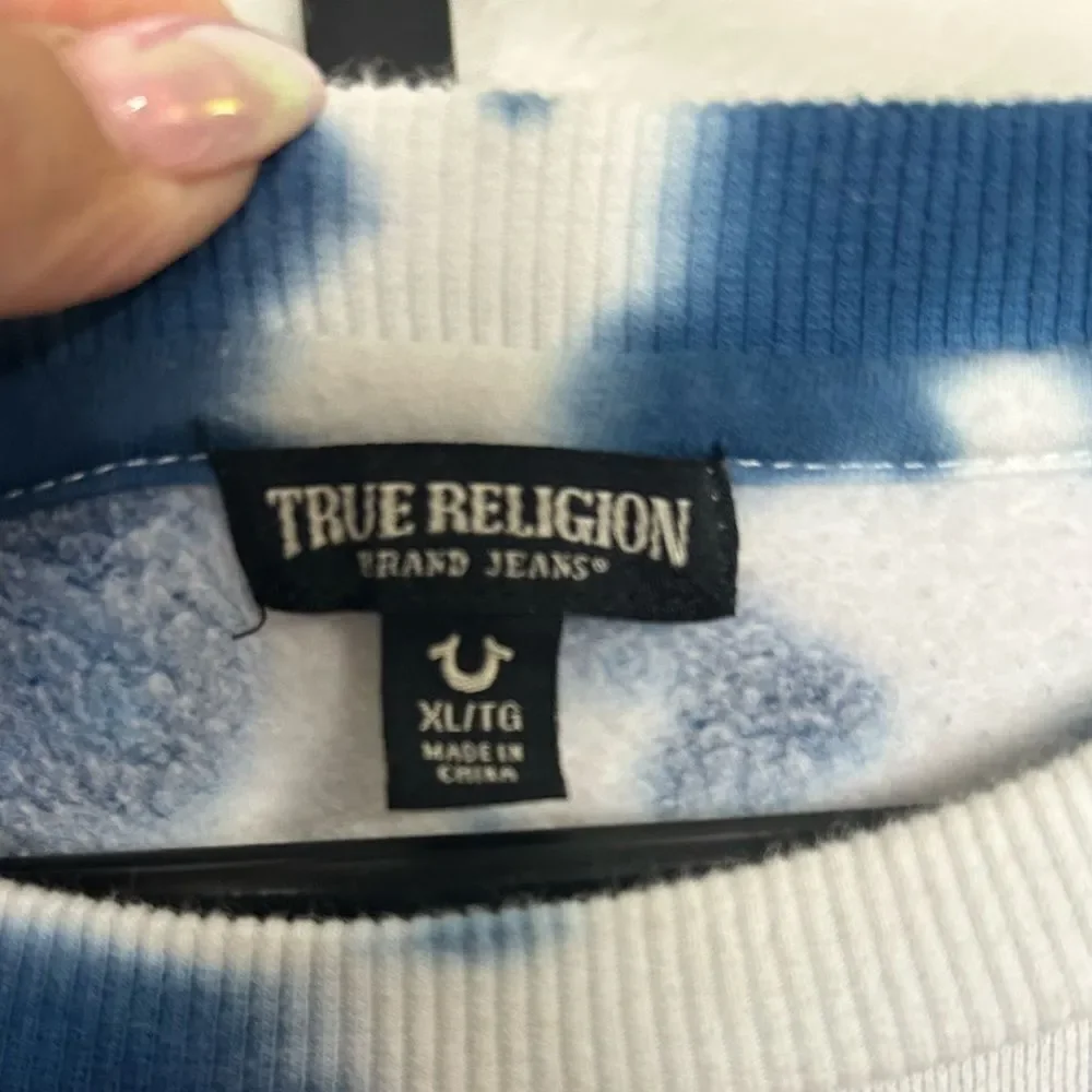True Religion Navy and White Tie-Dye Long Sleeve XL