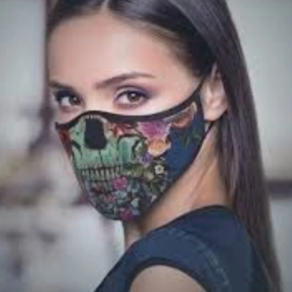 Two Washable‎ Floral Skull Soft Adult Masks OS Multicolor