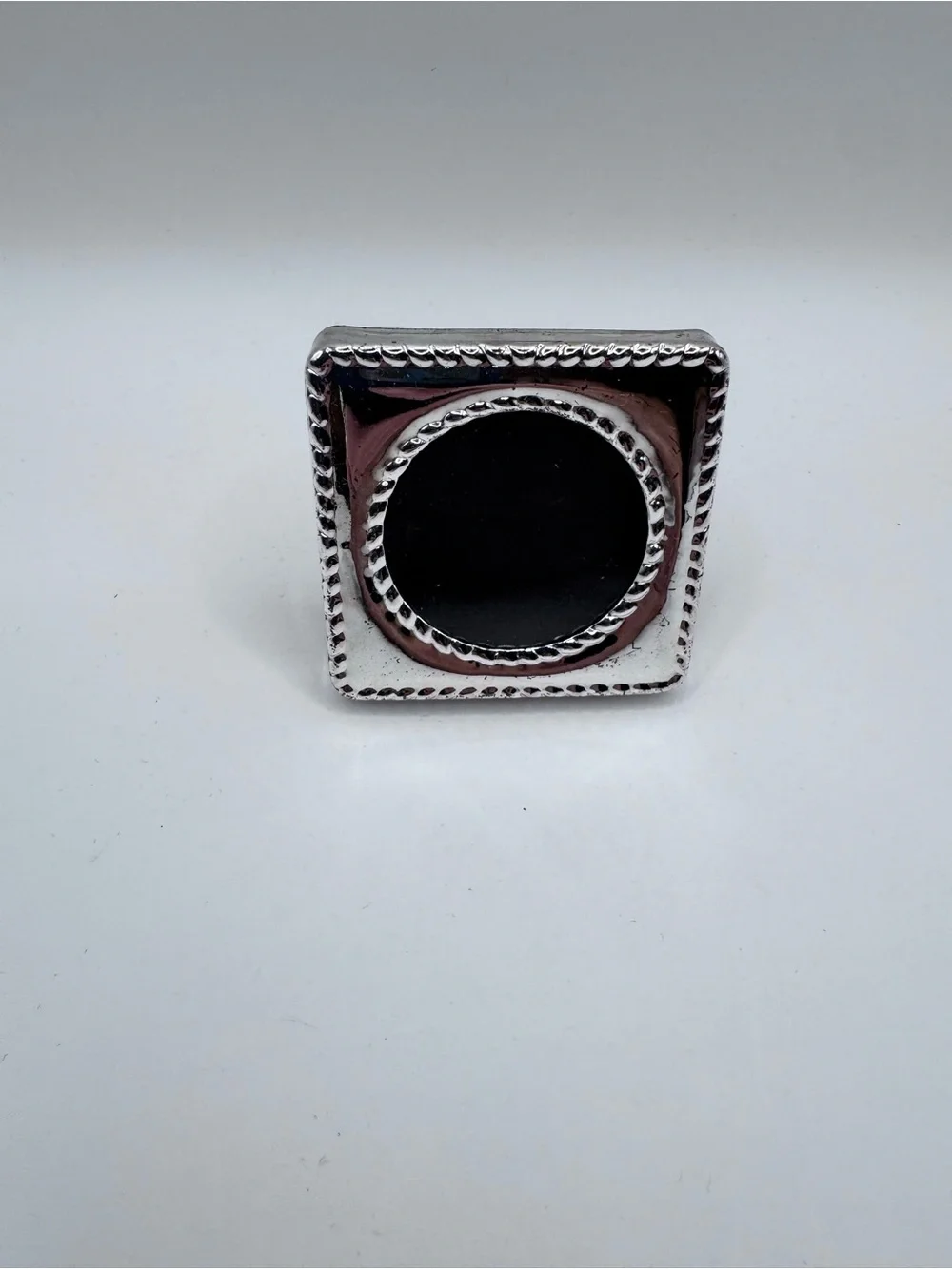Mini Square Metal Picture Frame Silver Tone w/ Black Back, Easel 2”x2”