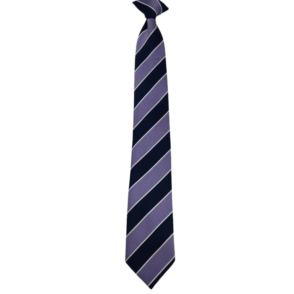 Boys Clip On Neck Tie‎ Blue Striped 17